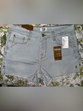 Kensie NWT The Short Blue & White Striped Denim Shorts